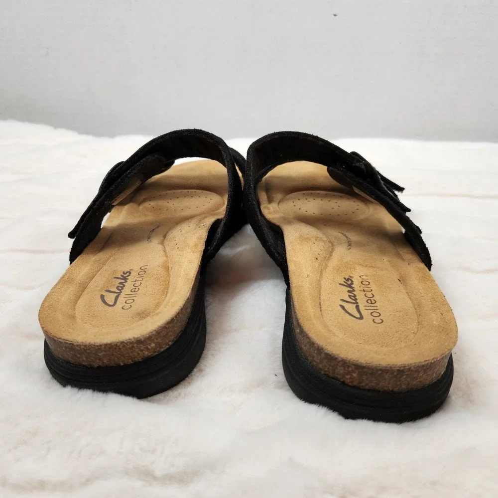 Clarks Collection Womens Mira Tide Black Slide Sandals Sz 8 M  Casual Minimalist